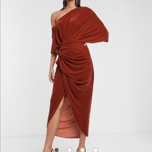 ASOS edition rust colored drape dress